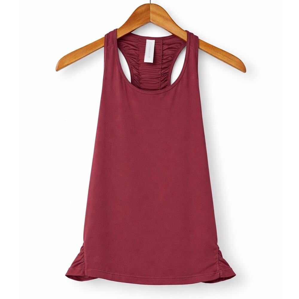 Athleta Burgundy Racerback Tank Top Ruched Back Athletic Top Size Small
